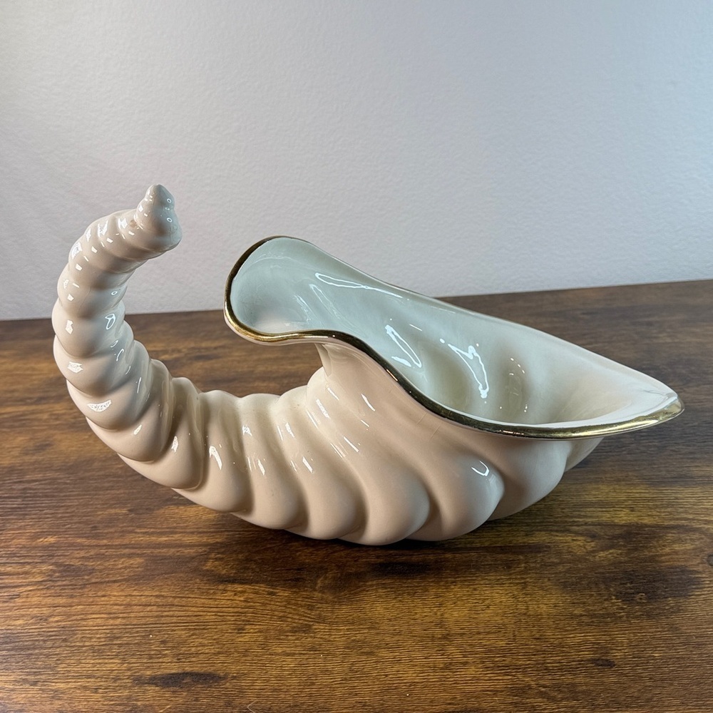 Cream Porcelain Cornucopia Vase